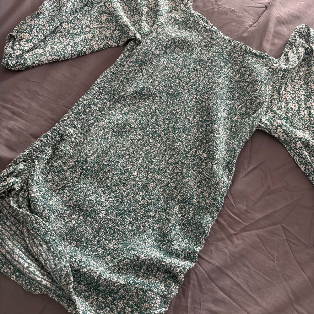 Floral Green Long Sleeve Dress